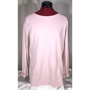 Pure Jill Sweater Kangaroo Pocket Cuffed Sleeves Crew Neck Peach Womens Size S